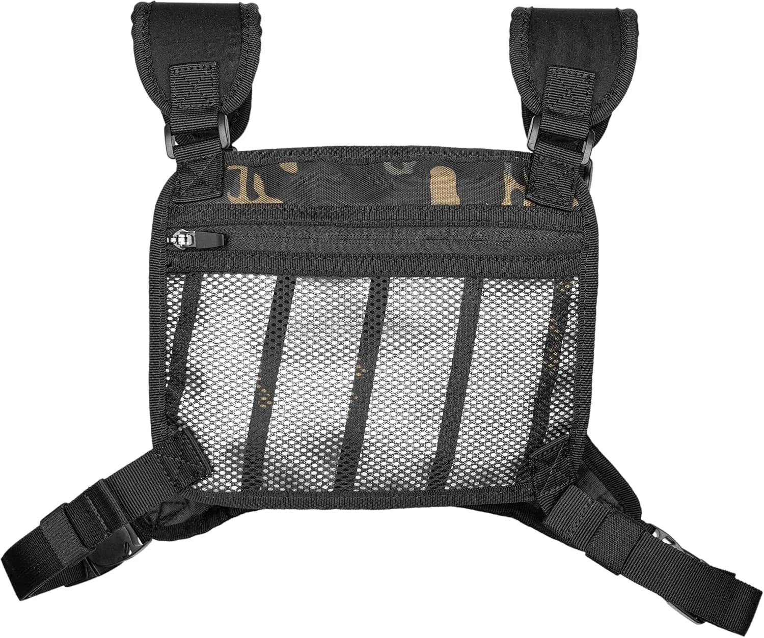 WOLF TACTICAL Compact Chest Pack Running Chest Bag For Men Running Vest Fanny Pack Chest Rig Running Bag, Black Camo