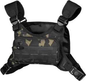 WOLF TACTICAL Compact Chest Pack Running Chest Bag For Men Running Vest Fanny Pack Chest Rig Running Bag, Black Camo