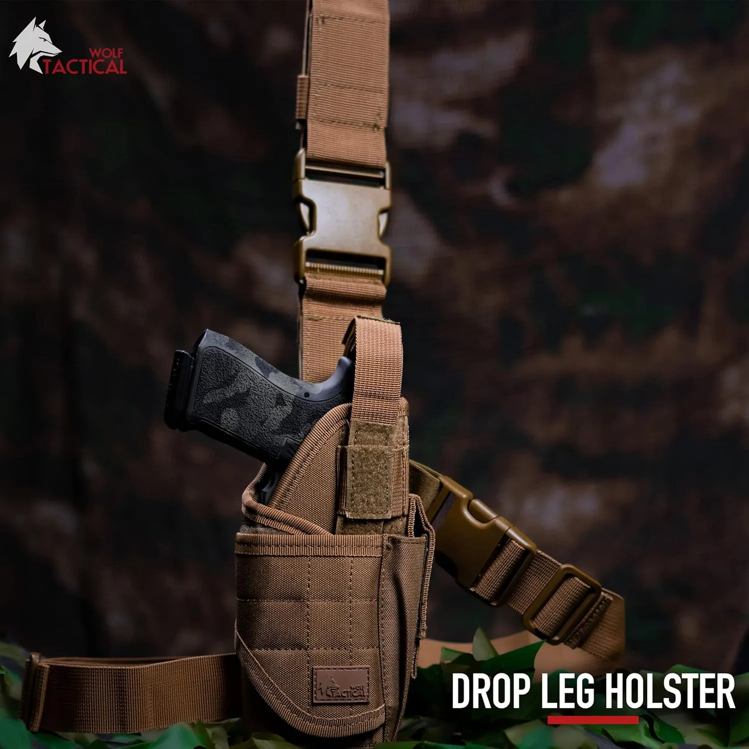 WOLF TACTICAL Drop Leg Holster for 9mm Thigh Holster for Men Leg Holster for Pistols Drop Holster Leg Strap Airsoft Holster