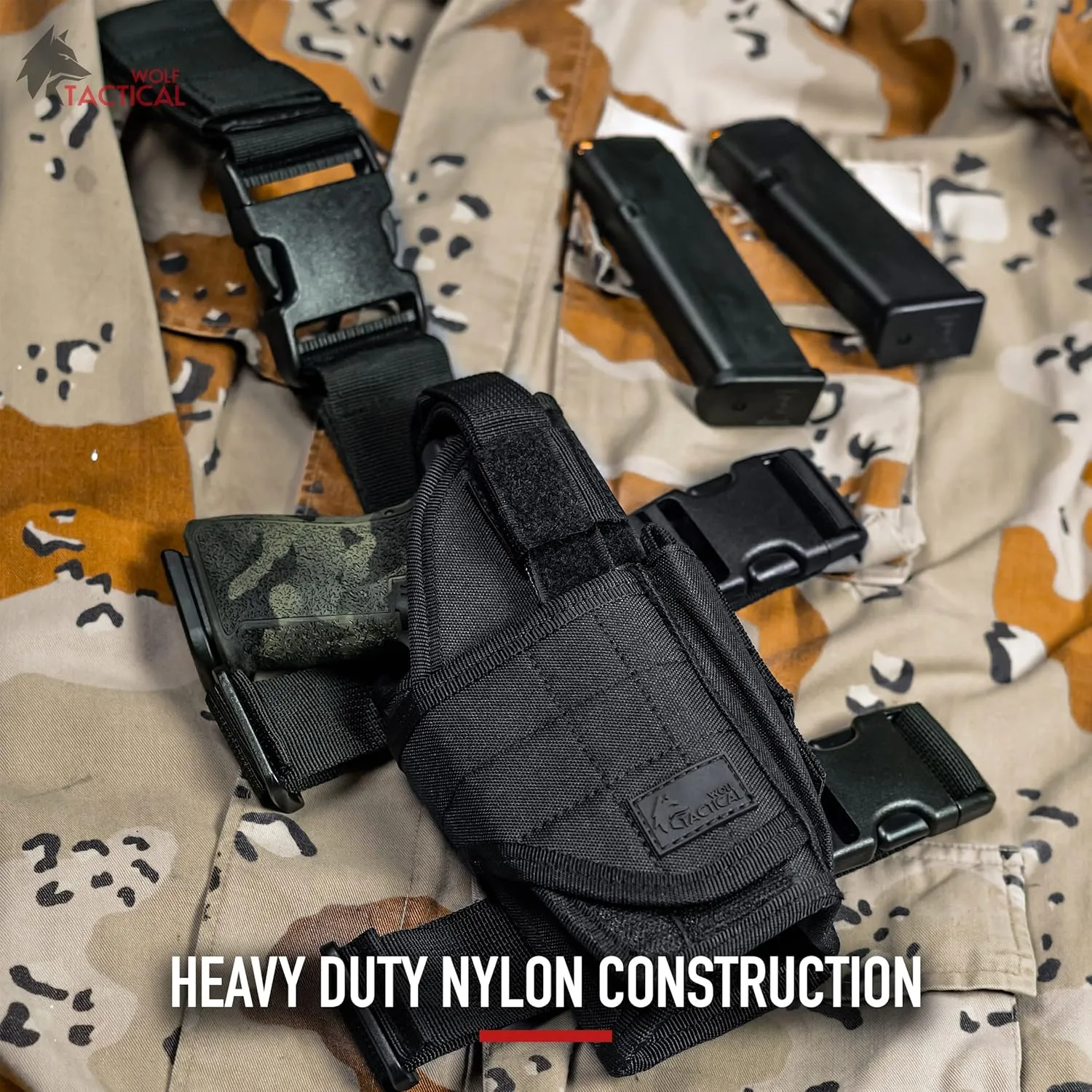 WOLF TACTICAL Drop Leg Holster for 9mm Thigh Holster for Men Leg Holster for Pistols Drop Holster Leg Strap Airsoft Holster