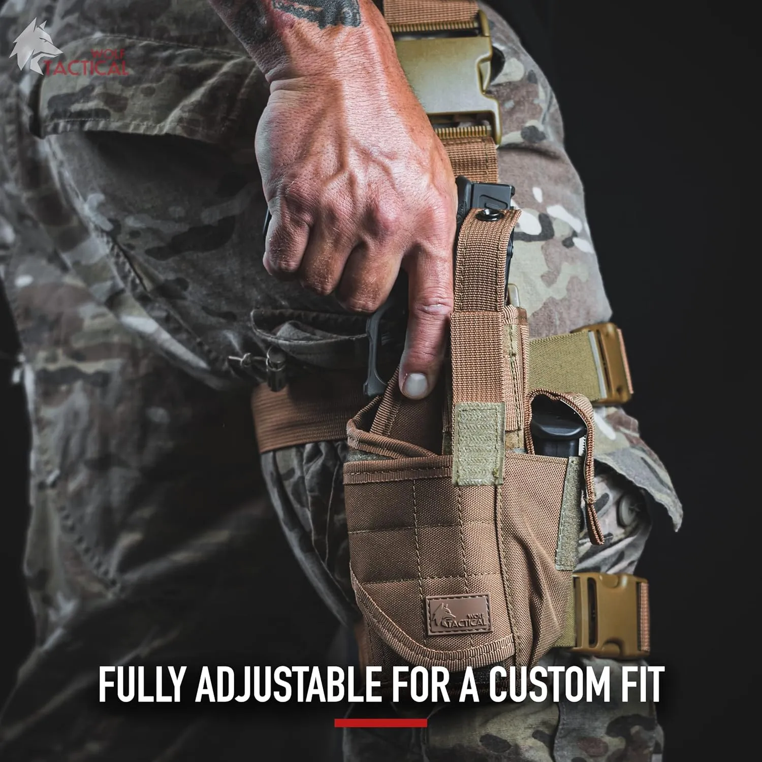 WOLF TACTICAL Drop Leg Holster for 9mm Thigh Holster for Men Leg Holster for Pistols Drop Holster Leg Strap Airsoft Holster