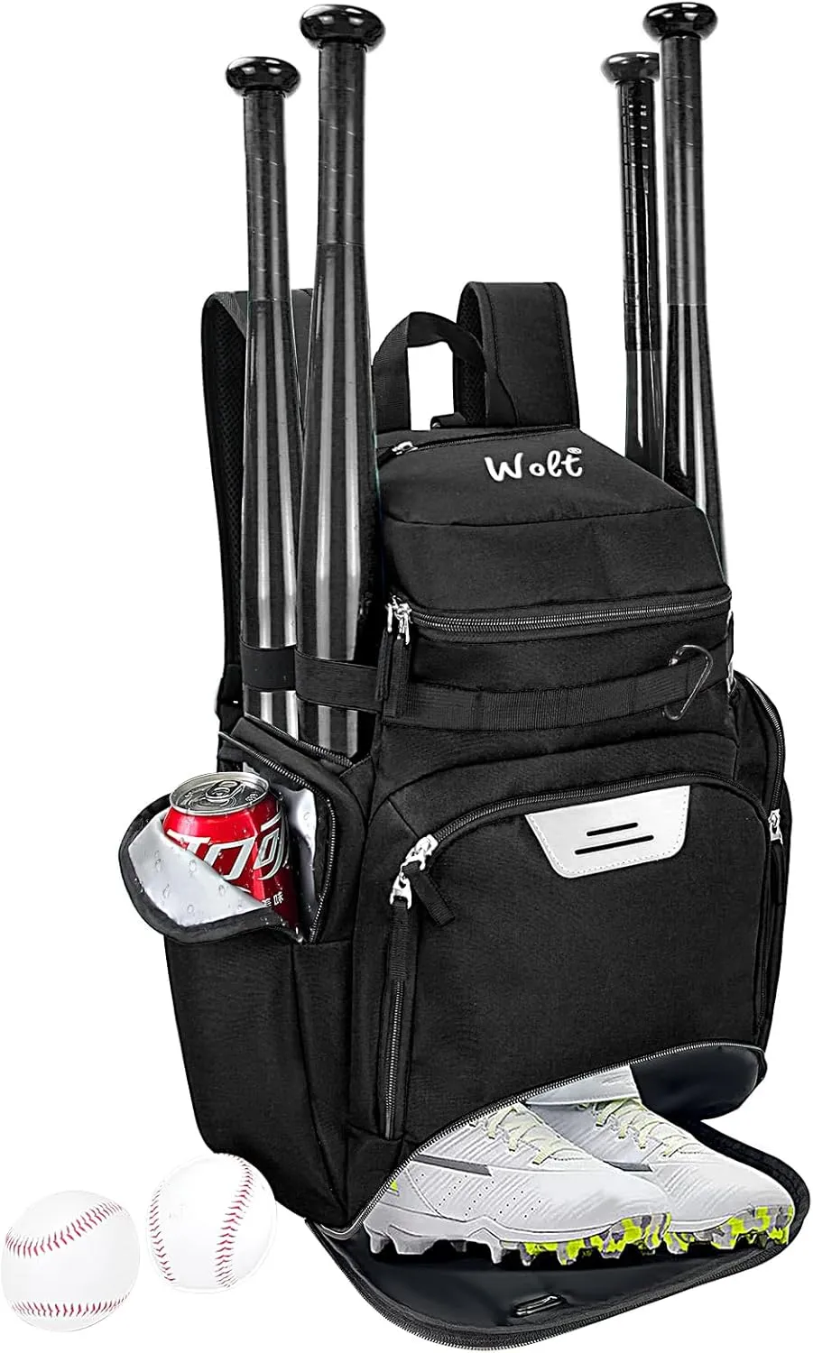 WOLT Baseball Bag Backpack for Youth and Adults-Softball Bag with Separate Helmet Compartment and Shoes Pocket,Multifunctional Sport Backpack for Baseball, Volleyball,Basketball, Soccer