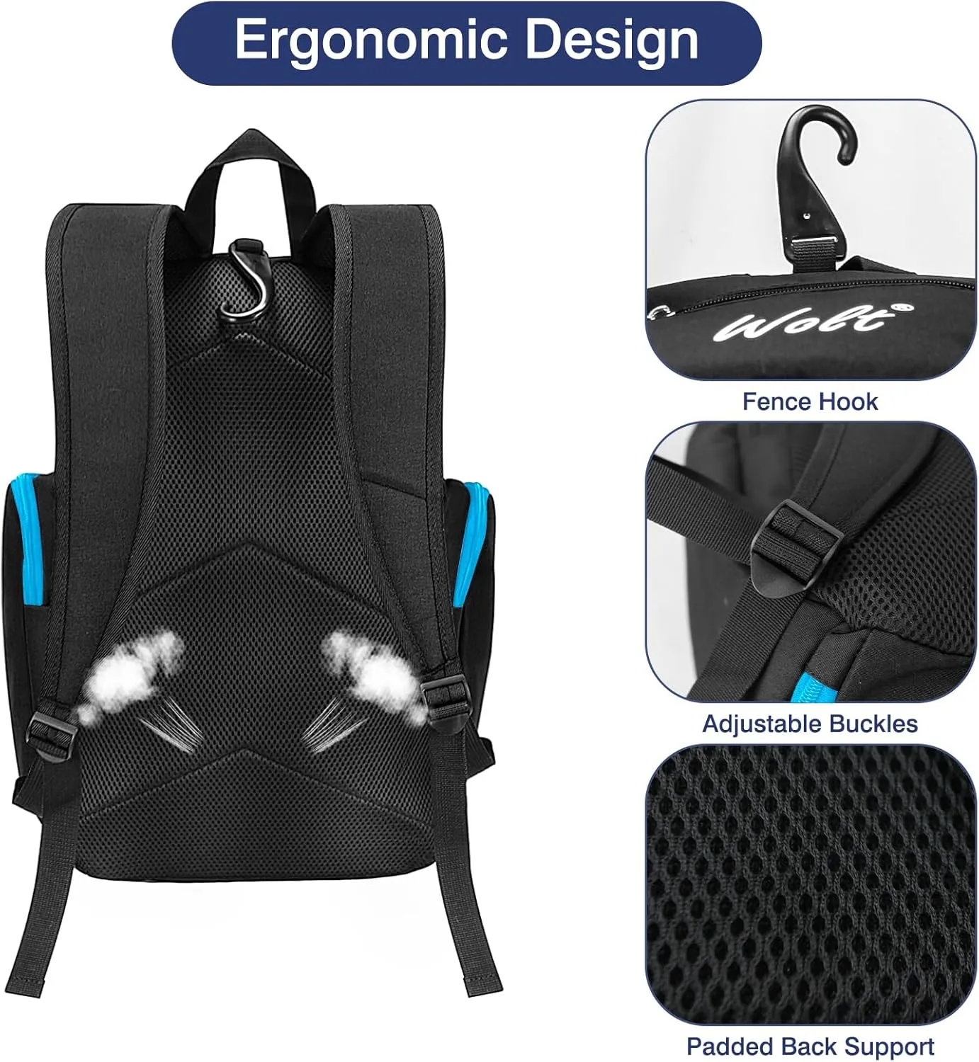 WOLT Baseball Bag Backpack for Youth and Adults-Softball Bag with Separate Helmet Compartment and Shoes Pocket,Multifunctional Sport Backpack for Baseball, Volleyball,Basketball, Soccer