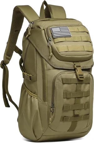 Wotony Tactical Assault Pack Backpack Molle Military Backpack Outdoor Hiking Camping Rucksack Waterproof backpack for men (khaki, 25L)
