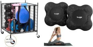Yes4All Rolling Ball Cart Storage with Lockable Wheels Volleyball Basketball Holder, Toy Balls Bin, Garage Cage, Storage Racks, Sports Equipment Organizer, Ball Rack for Outdoor Indoor Use
