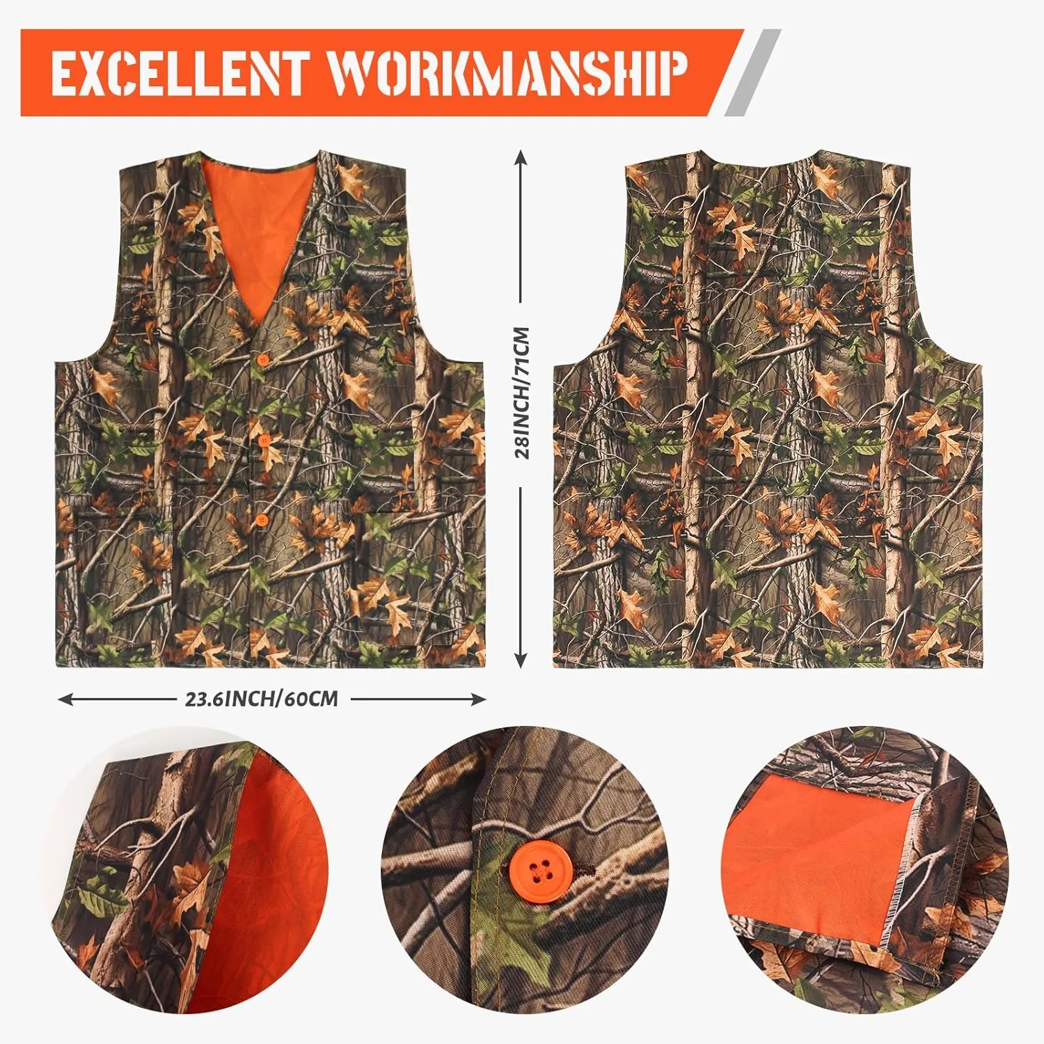 Yewong 5 Pieces Camouflage Outdoors Hunting Vest and Hat Set with Camo Accessories for Hiking Fishing Jungle Game