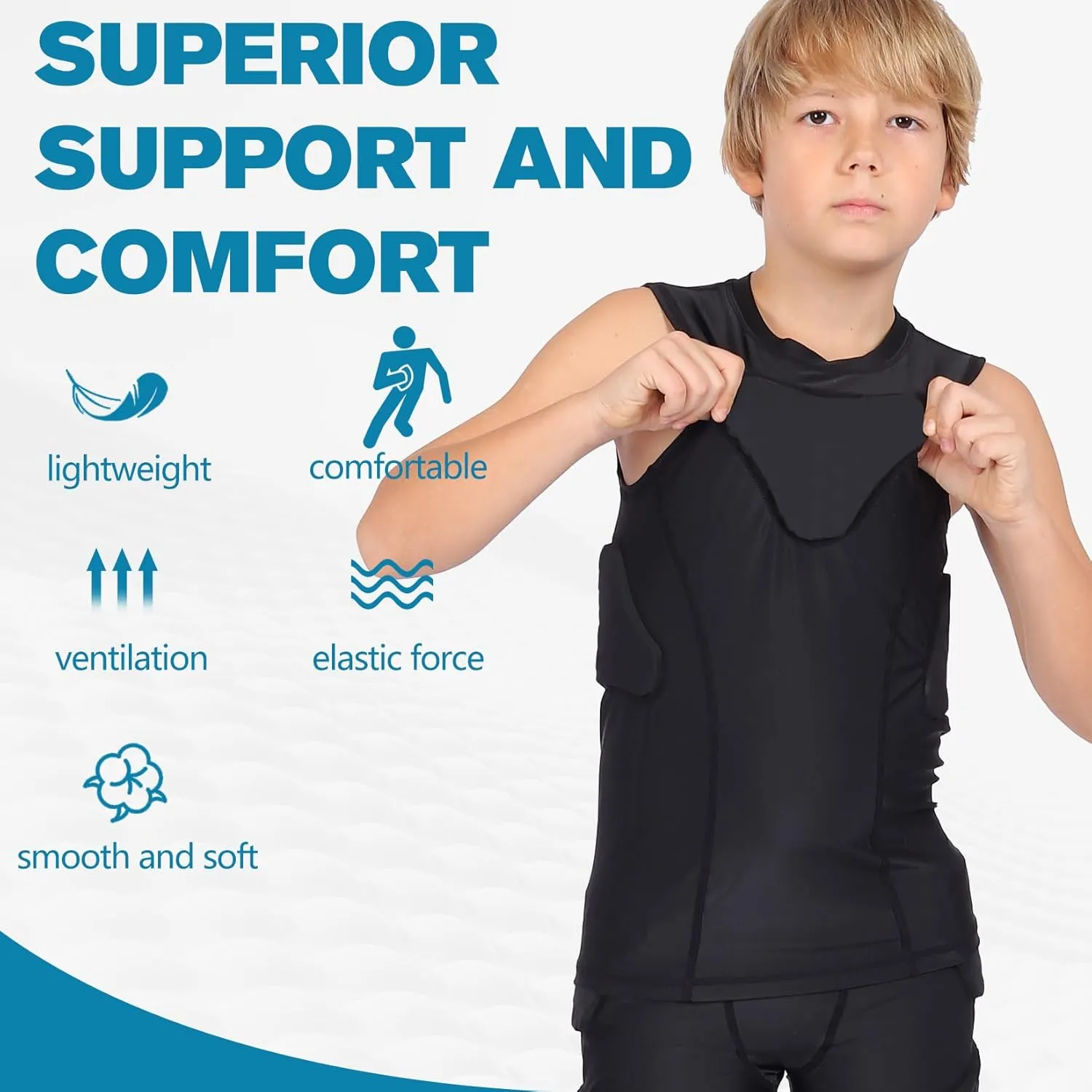 Youth Boys Football Rib Protector Padded Compression for Football Baseball Basketball Paintball Shirt
