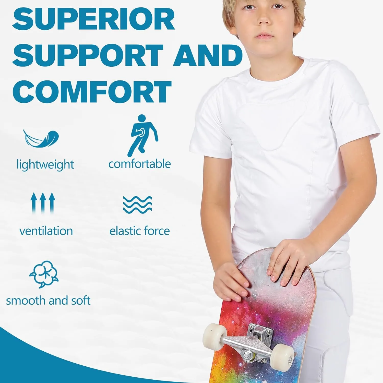 Youth Boys Football Rib Protector Padded Compression for Football Baseball Basketball Paintball Shirt