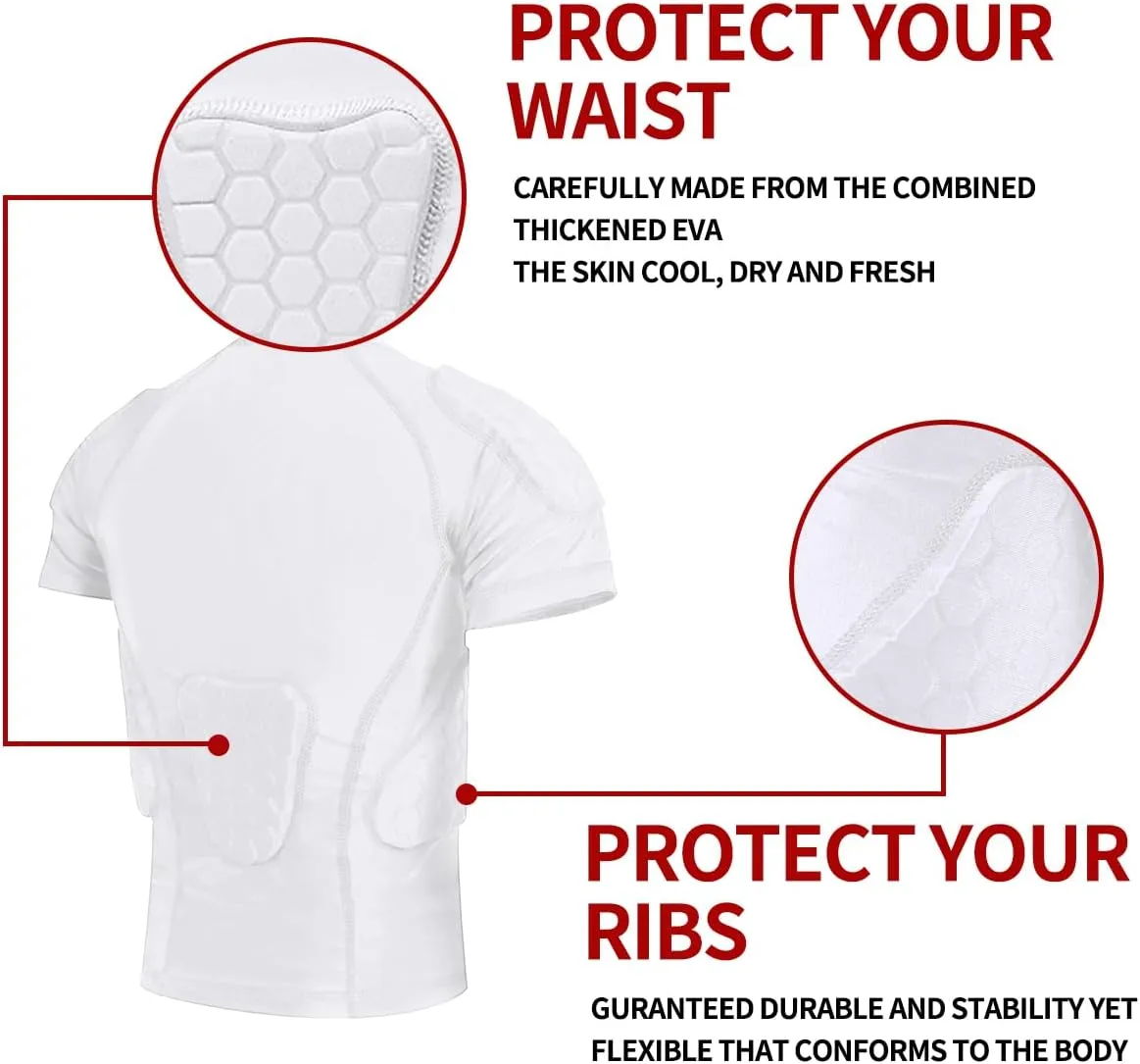 Youth Boys Football Rib Protector Padded Compression for Football Baseball Basketball Paintball Shirt