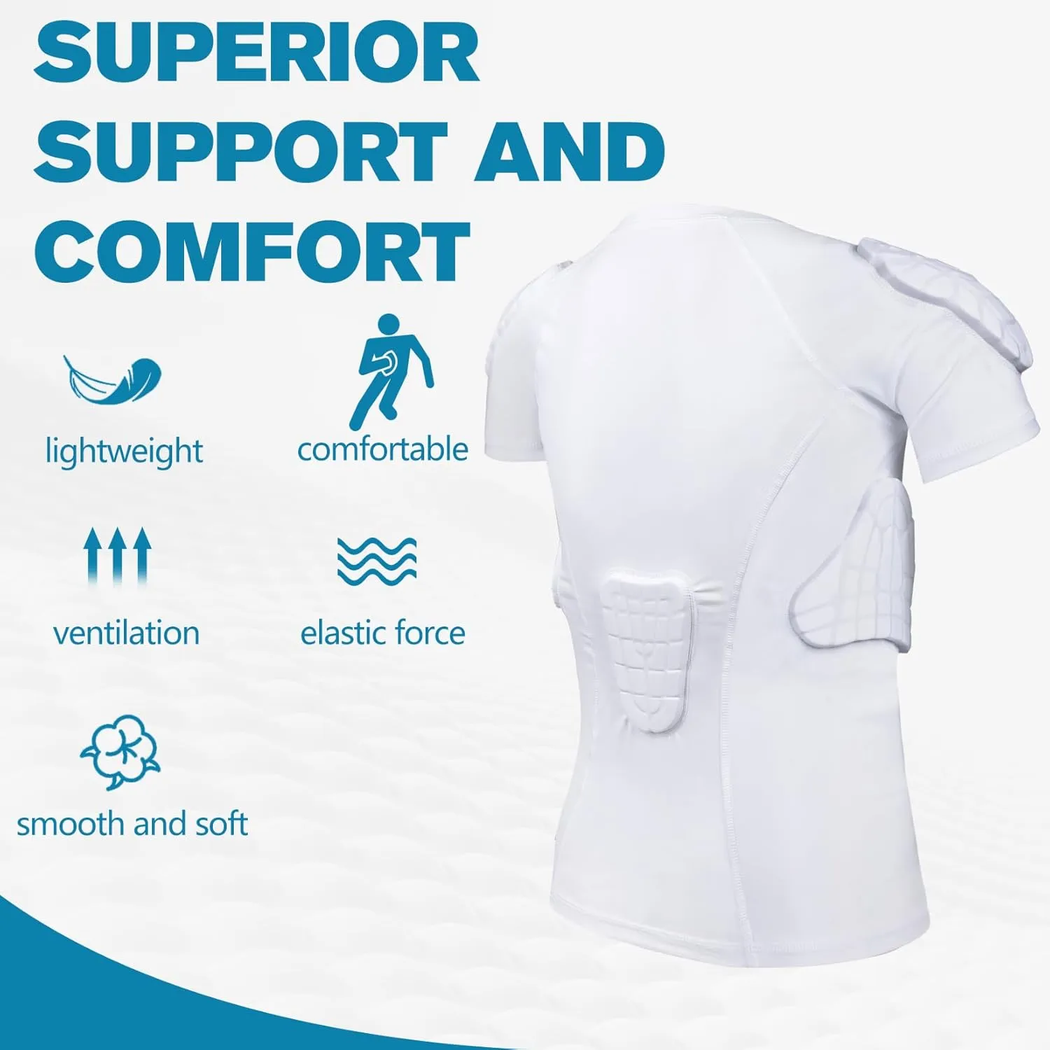 Youth Boys Football Rib Protector Padded Compression for Football Baseball Basketball Shirt
