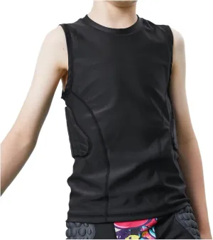 Youth Padded Football Shirt, Rib Protectors Kids Compression Shirt with Pads Basketball Protective Gear Rugby Tank Top