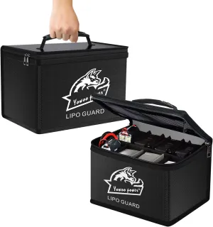 Yowoo Lipo Safe Bag - Fireproof Explosionproof LiPo Battery Guard, Large Space Highly Sturdy Double Zipper for Storage and Charging (10.63x6.69x6.69 inch)