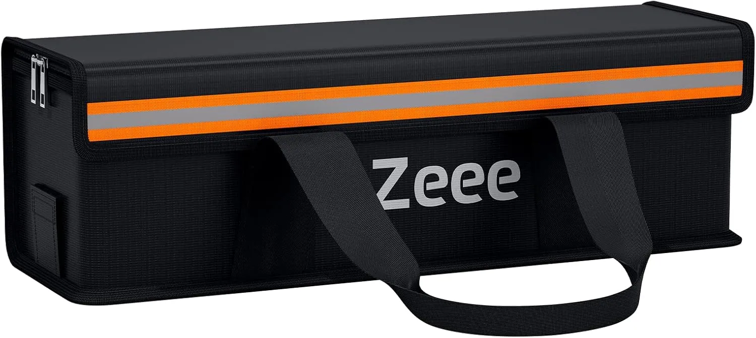 Zeee Lipo Safe Ebike Battery Fireproof Charging Bag Explosionproof Lipo Battery Bag Large Capacity for Storage Charging (19.3 * 5.9 * 5.9in)