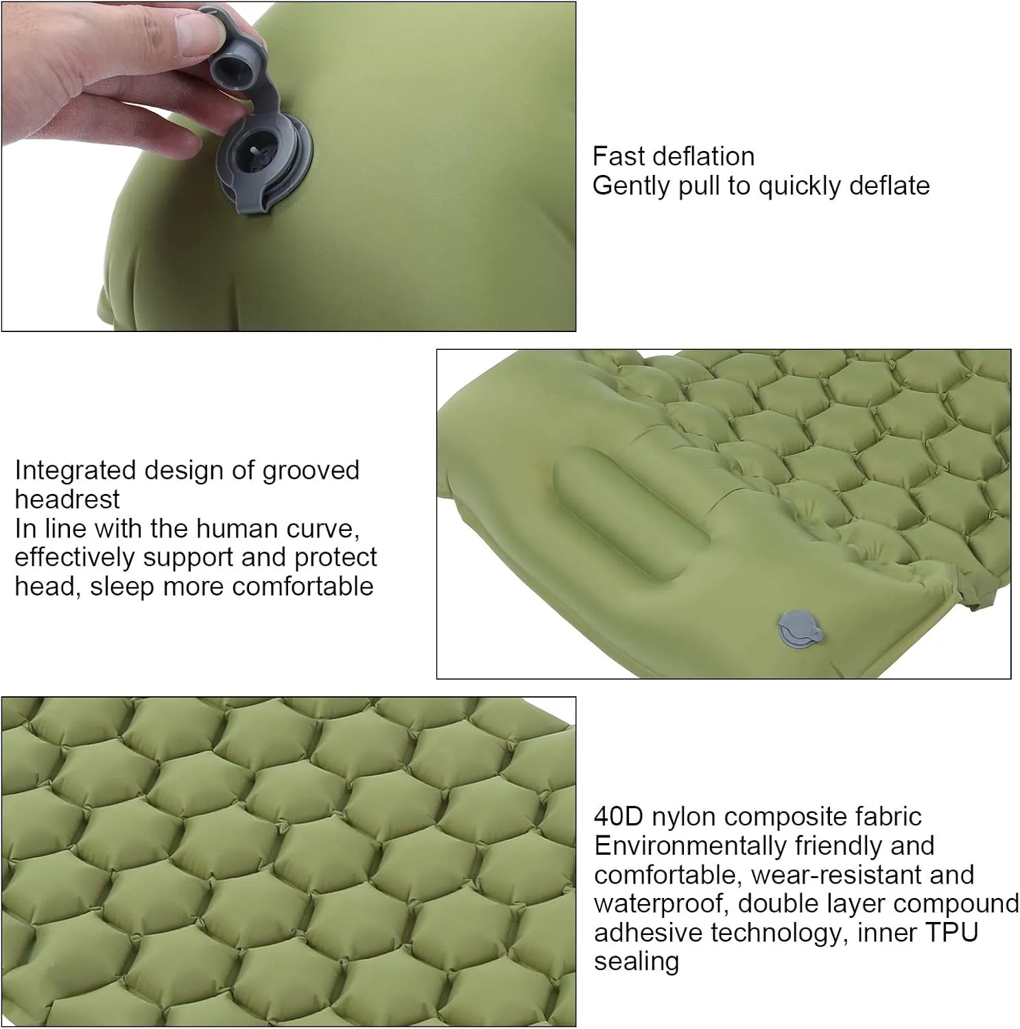 Zerodis Camping Sleeping Pad, Sleeping Mat for Backpacking Hiking Air Mattress Inflatable Compact Camp Sleep Pad (OD Green)