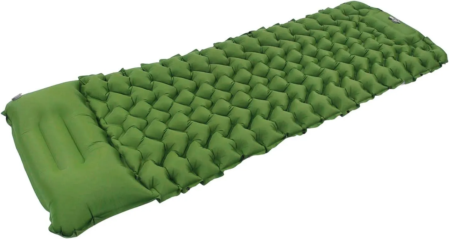 Zerodis Foot Inflatable Ergonomic Sleeping Pad for Camping Outdoor Use, Tear Nylon Material (Olive Green)