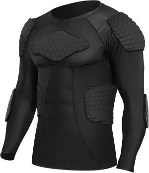 Zicac Men's Sports Shock Rash Guard Compression Padded Shirt Soccer Basketball Protective Gear Chest Rib Guards