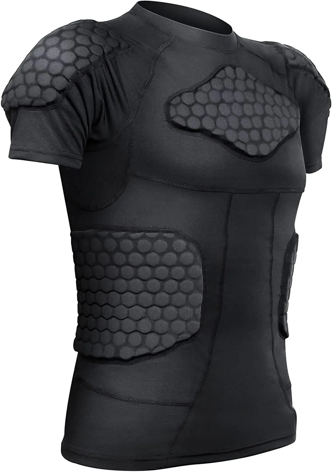 Zicac Men's Sports Shock Rash Guard Compression Padded Shirt Soccer Basketball Protective Gear Chest Rib Guards