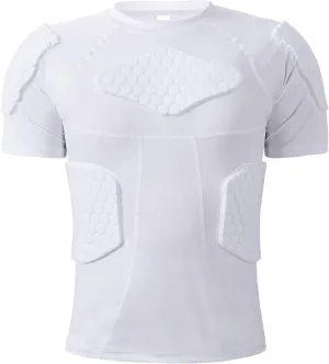 Zicac Men's Sports Shock Rash Guard Compression Padded Shirt Soccer Basketball Protective Gear Chest Rib Guards