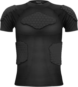 Zicac Men's Sports Shock Rash Guard Compression Padded Shirt Soccer Basketball Protective Gear Chest Rib Guards