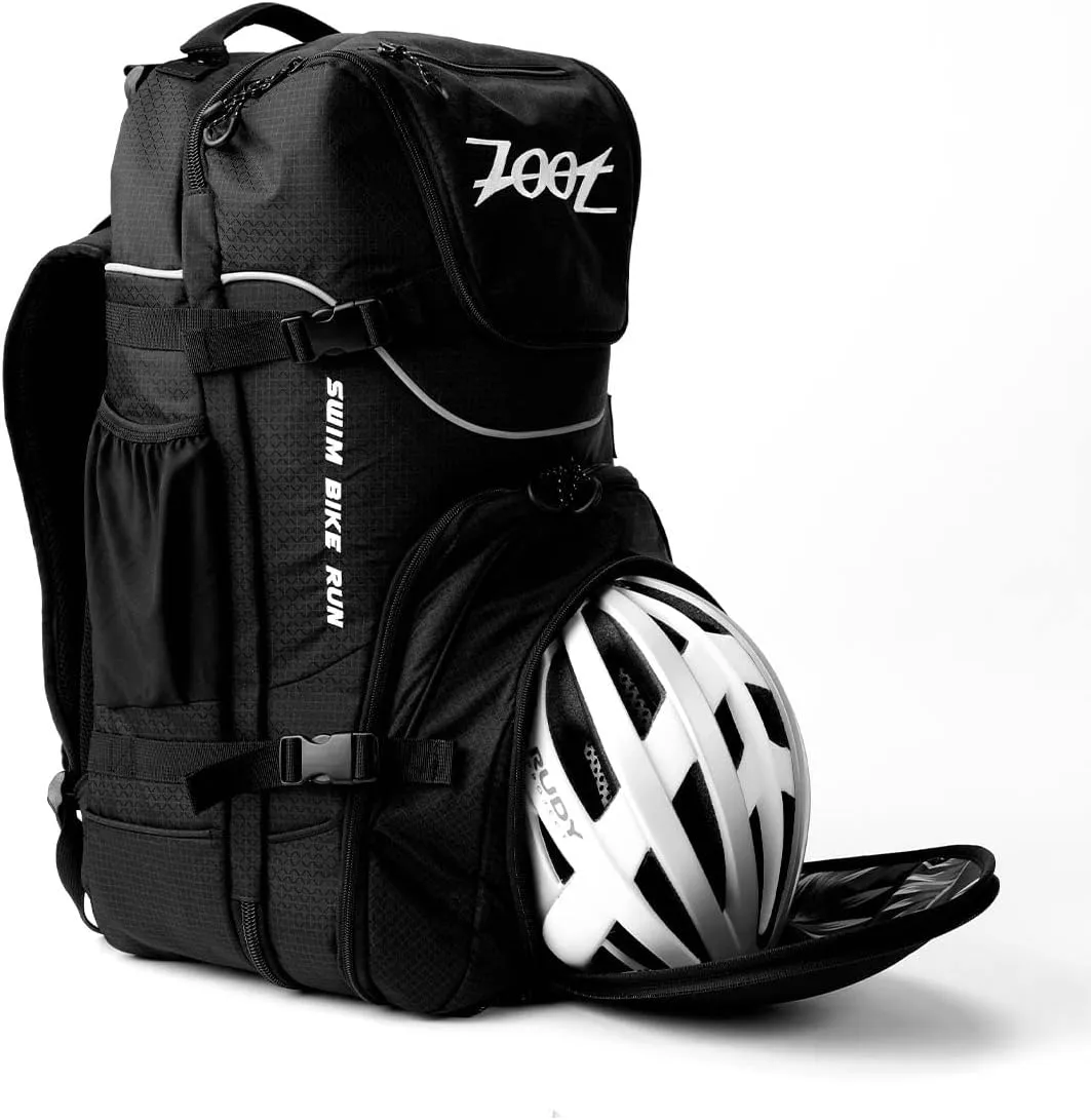 Zoot Ultra Tri Bag, Triathlon Transition Backpack with Wet Storage for Men & Women Athletes, Race Day, Travel & Train, Black