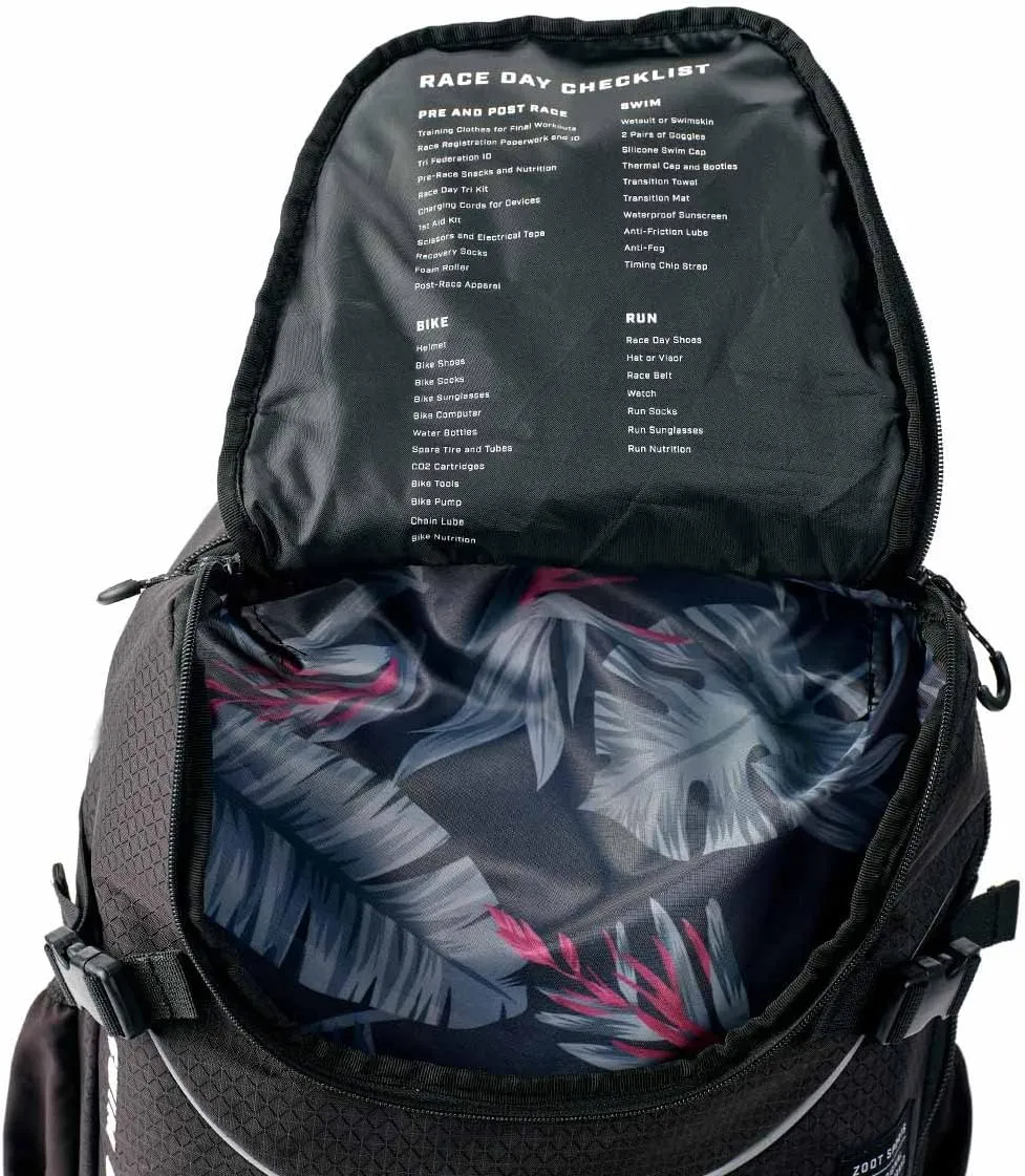 Zoot Ultra Tri Bag, Triathlon Transition Backpack with Wet Storage for Men & Women Athletes, Race Day, Travel & Train, Black